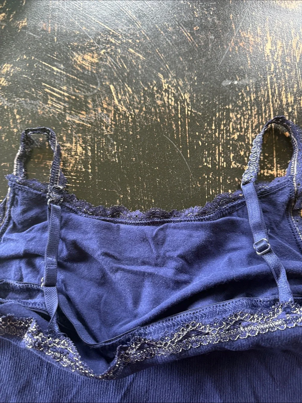 Justice Navy Blue Lace Trim Cami Tank Top